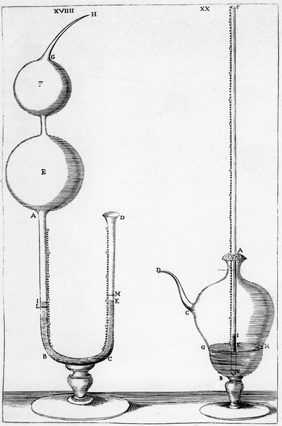 Barómetros experimentales utilizados por la Accademia del Cimento, Florencia, Italia, 1691 de Unbekannt