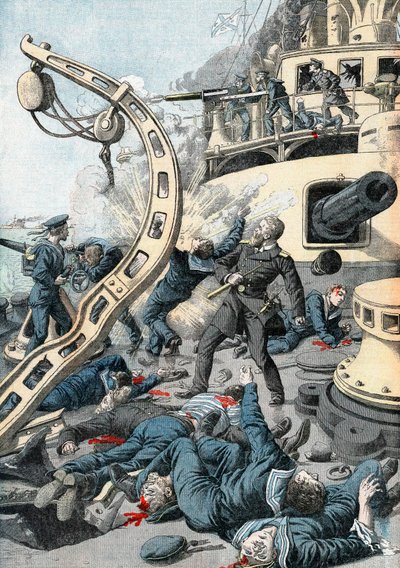 Explosión en un buque de guerra ruso, Guerra Ruso-Japonesa, 1904-1905 de Unbekannt
