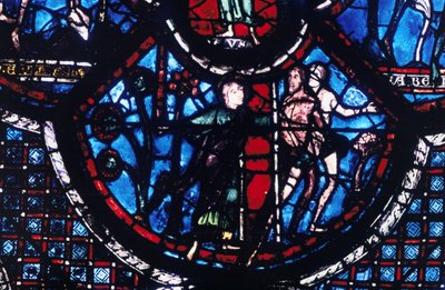 Expulsión del Edén, vidriera, Catedral de Chartres, Francia, 1205-1215 de Unbekannt