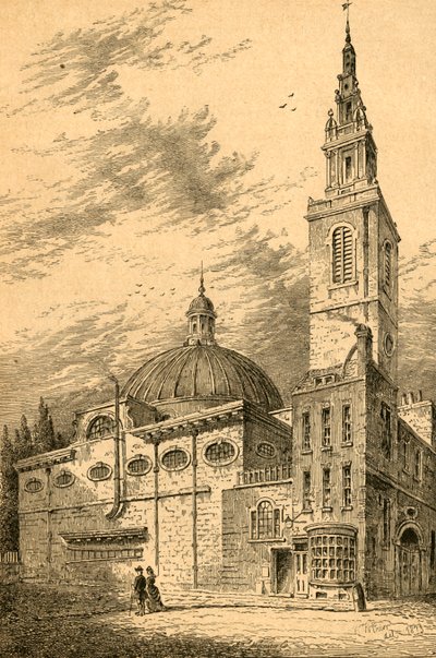 Exterior de San Esteban, Walbrook, en 1700 de Unbekannt