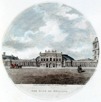 Fachada del Banco de Inglaterra, Threadneedle Street, Londres, 1796 de Unbekannt