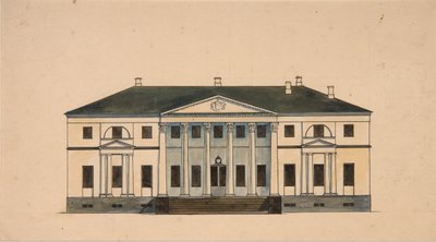 Fachada de la casa en la finca Golitsyn Petrovo-Dalneye, Primer cuarto del siglo XIX de Unbekannt