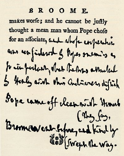 Facsímil de una prueba corregida por Johnson de sus Vidas de los Poetas, del original en el For de Unbekannt