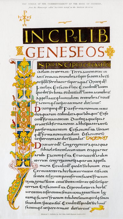 Facsímil del comienzo del Libro del Génesis, 1840 de Unbekannt