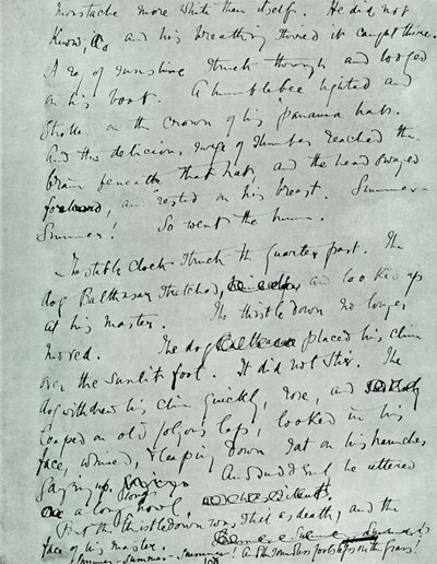 Página facsímil del manuscrito de Indian Summer of a Forsyte, de John Galsworthy, 1918, 1928 de Unbekannt