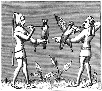 Halconeros vistiendo a sus aves de Unbekannt