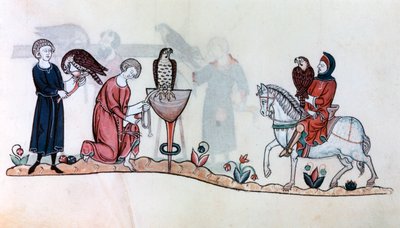 Cetreros con sus aves, siglo XIII de Unbekannt