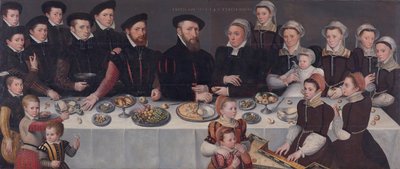 Retrato de familia de Pierre de Moucheron, comerciante en Middelburg y Amberes, su esposa Isabeau de Ge de Unbekannt
