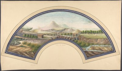 Diseño de abanico con el Monte Vesubio, siglo XIX de Unbekannt