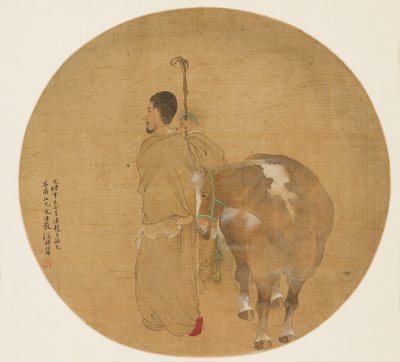 Pintura de Abanico - Caballo y Mozo de Cuadra, siglo XIX de Unbekannt