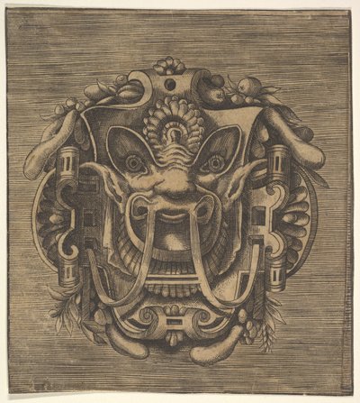 Máscara fantástica con ornamentación, mediados del siglo XVI de Unbekannt