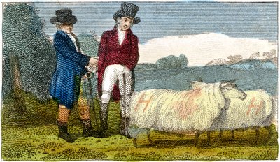 Agricultores discutiendo sobre ovejas Dishley New Leicester, 1822 de Unbekannt