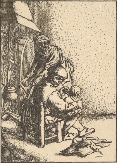 Padre alimentando a su hijo, 1610-85 de Unbekannt