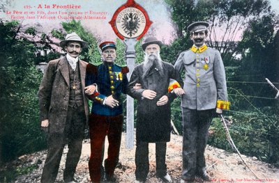 Padre y sus hijos en la frontera franco-alemana, siglo XX de Unbekannt
