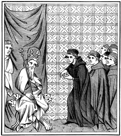 Miembros de la Universidad de París arengando al Emperador Carlos IV 1316-1378 en 1377 1849 de Unbekannt