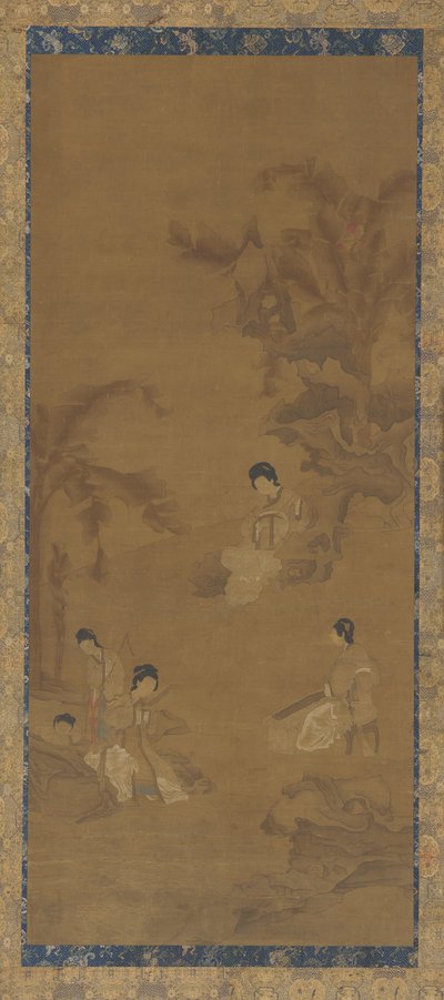 Músicas femeninas en un jardín bajo palmas de plátano, dinastía Ming, 1368-1644 de Unbekannt