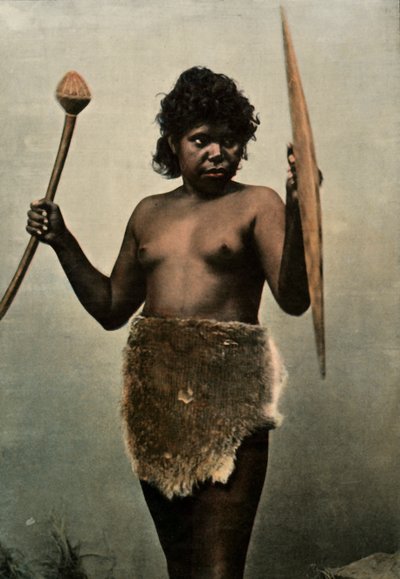 Femme Australienne Chargee Des Armes De Son Mari, Mujer Australiana con las Armas de su Marido, 1900 de Unbekannt