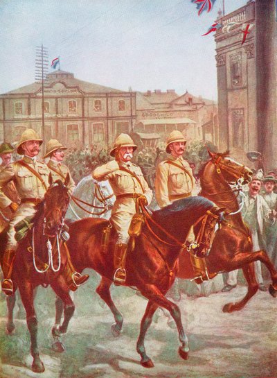 El mariscal de campo Roberts aliviando el sitio de Kimberley, Guerra de los Bóeres, Sudáfrica, 1900 de Unbekannt