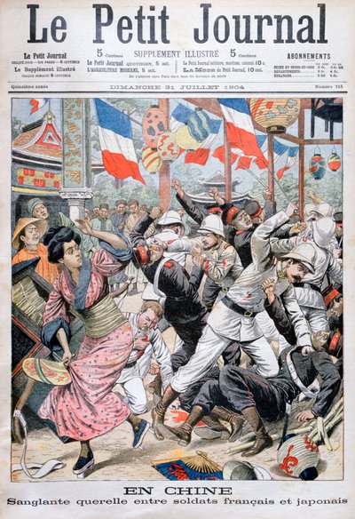 Lucha entre soldados franceses y japoneses durante la Guerra Ruso-Japonesa, China, 1904 de Unbekannt