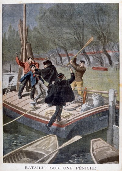 Lucha en una barcaza, 1902 de Unbekannt