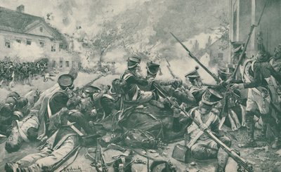 Luchando en las calles de Essling, 1809 de Unbekannt