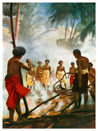 Caminar sobre el fuego en Fiji, 1920 de Unbekannt