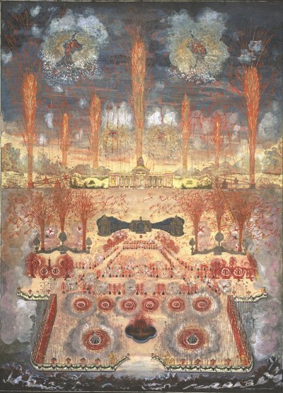 Fuegos artificiales e iluminación el 16 de junio de 1744 en Moscú, mediados del siglo XVIII de Unbekannt