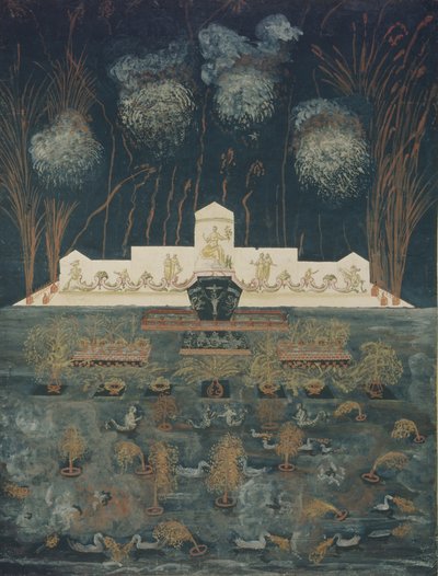 Fuegos artificiales e iluminación con motivo del Tratado de Abo el 15 de septiembre de 1743, mediados del siglo XVIII de Unbekannt