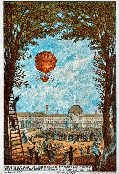 Primer viaje aéreo por Charles y Robert, París, Francia, 1783 1890s de Unbekannt