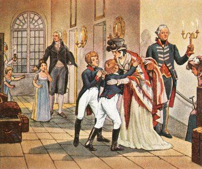 Primer encuentro de la Reina Luisa y sus hijos después de la Batalla de Jena, 18 de octubre de 1806 de Unbekannt