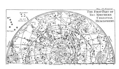 Primera parte del mapa estelar del Hemisferio Celestial Norte mostrando constelaciones, 1747 de Unbekannt
