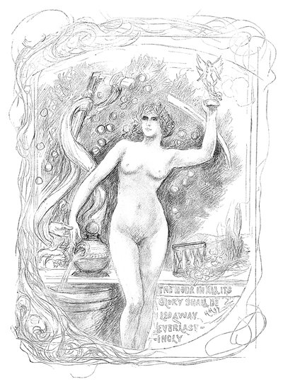 Primer boceto para el esmalte La Hora en Todo su Esplendor Será Llevada Eternamente, 1899 de Unbekannt