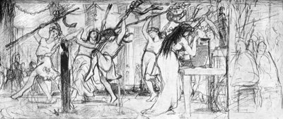Primer boceto de La Fiesta de la Vendimia, c1871 c1880-1882 de Unbekannt