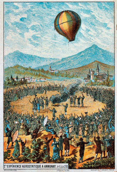 Primer vuelo de prueba de un globo aerostático en Annonay, Francia, 4 de junio de 1783, 1890s de Unbekannt