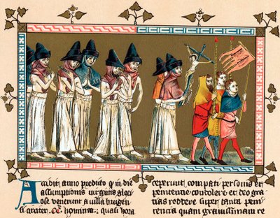 Flagelantes en la ciudad holandesa de Tournai Doornik, 1349 de Unbekannt