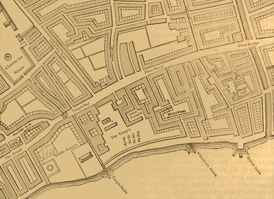Fleet Street, El Templo, etc., de un mapa de Londres, publicado en 1720, 1897 de Unbekannt