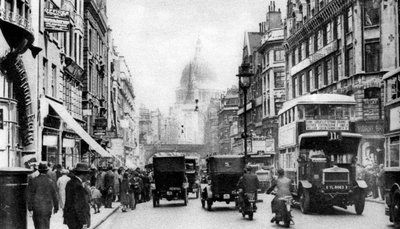 Calle Fleet vista desde el lado opuesto de Salisbury Court, Londres, 1926-1927 de Unbekannt