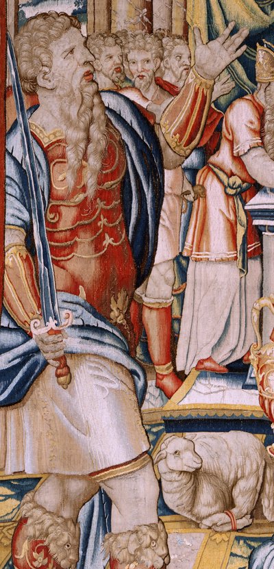Tapiz flamenco. Serie La Historia de Aníbal. Juramento de Aníbal. Primer tapiz de la serie. Cartones maestro anónimo de los Países Bajos. Manufactura talleres de Bruselas. Ca 1570. Tela lana y seda de Unbekannt