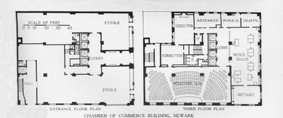 Planos de planta, Edificio de la Cámara de Comercio, Newark, Nueva Jersey, 1924 de Unbekannt