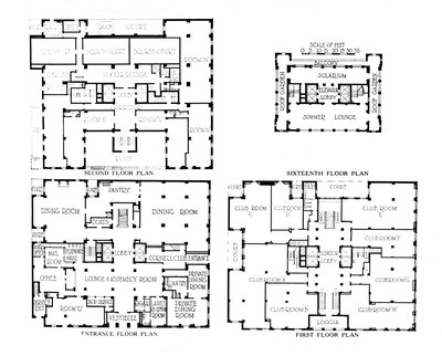Planos de planta, el edificio de los Fraternity Clubs, Nueva York, 1924 de Unbekannt