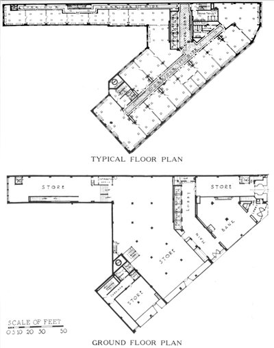 Planos de planta, el Edificio Genesee, Buffalo, Nueva York, 1924 de Unbekannt