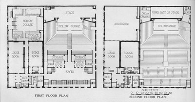 Planos del piso, el Templo Masónico, Birmingham, Alabama, 1924 de Unbekannt
