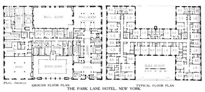 Planos, el Hotel Park Lane, Ciudad de Nueva York, 1924 de Unbekannt