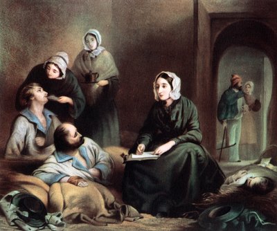 Florence Nightingale, enfermera británica y reformadora hospitalaria, en el Hospital de Scutari, Turquía, 1855 de Unbekannt