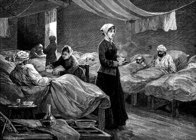 Florence Nightingale en el hospital de barracas en Scutari de Unbekannt