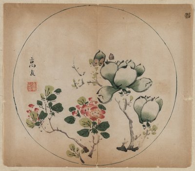 Magnolia floreciente y flores de durazno, 1368-1644 de Unbekannt