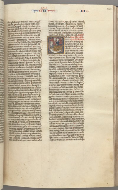 Fol. 123r, Reyes III, inicial historiada E, un asistente trayendo a Abisag a David..., c. 1275-1300 de Unbekannt