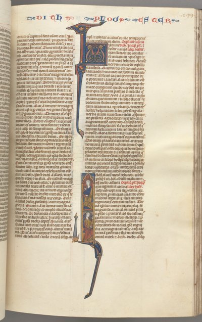 Fol. 199r, Esther, inicial historiada, dos figuras masculinas sentadas, c. 1275-1300 de Unbekannt