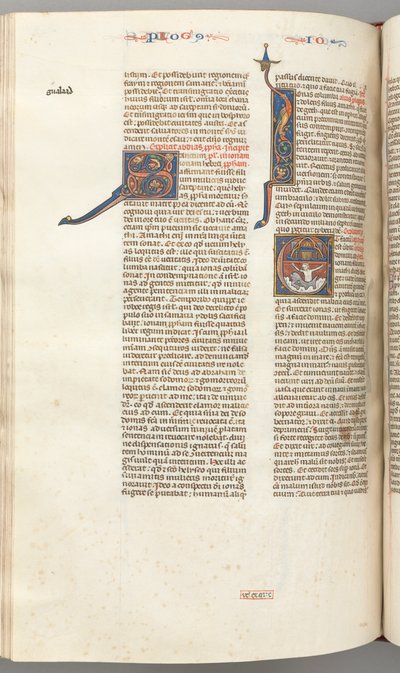 Fol. 357v, Jonás, inicial historiada E, Jonás tragado por la ballena, una ciudad amurallada arriba, c. 1275 de Unbekannt