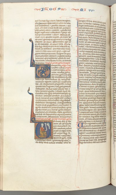 Fol. 358v, Miqueas, inicial historiada V, Miqueas arrodillado, busto de Dios arriba, c. 1275-1300 de Unbekannt